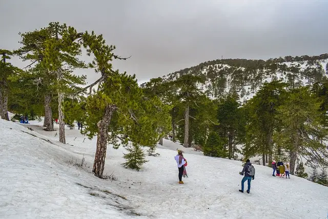 It snows in Troodos Cyprus
