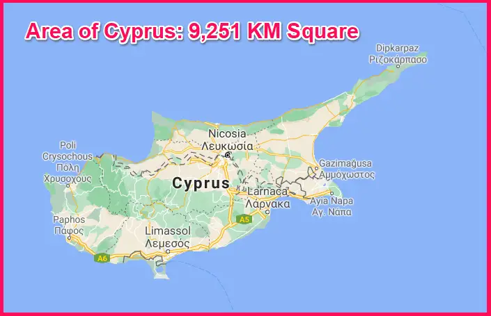 Area of Cyprus compared to Dubai