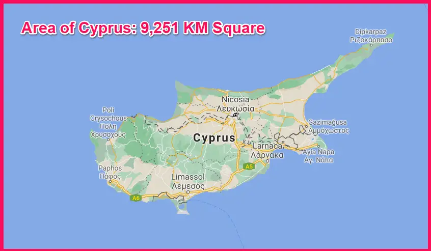 Area of Cyprus compared to Estonia