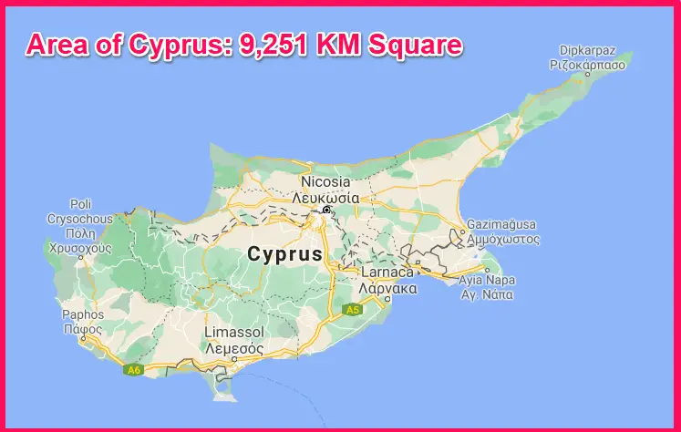 Area of Cyprus compared to Slovenia