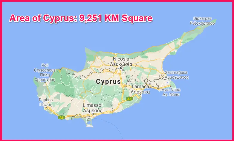 Area of Cyprus compared to Tasmania