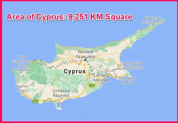 Area of Cyprus compared to Turkey
