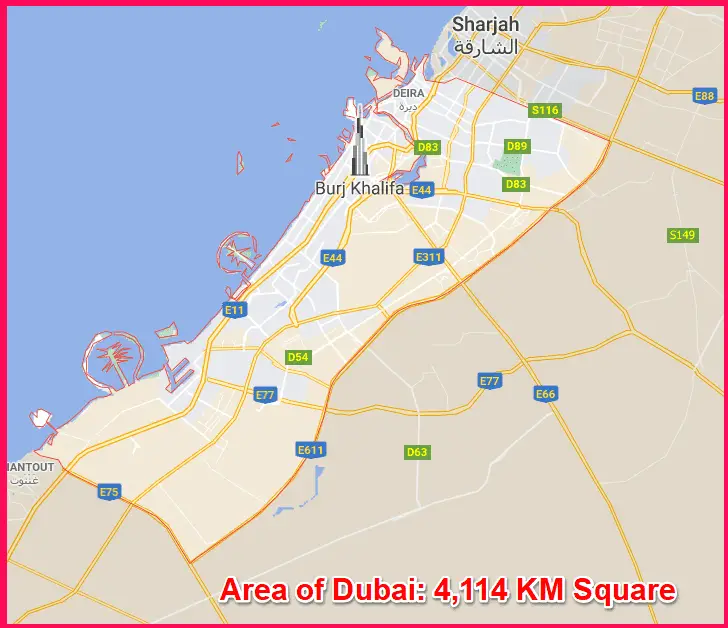 Area of Dubai compared to Cyprus
