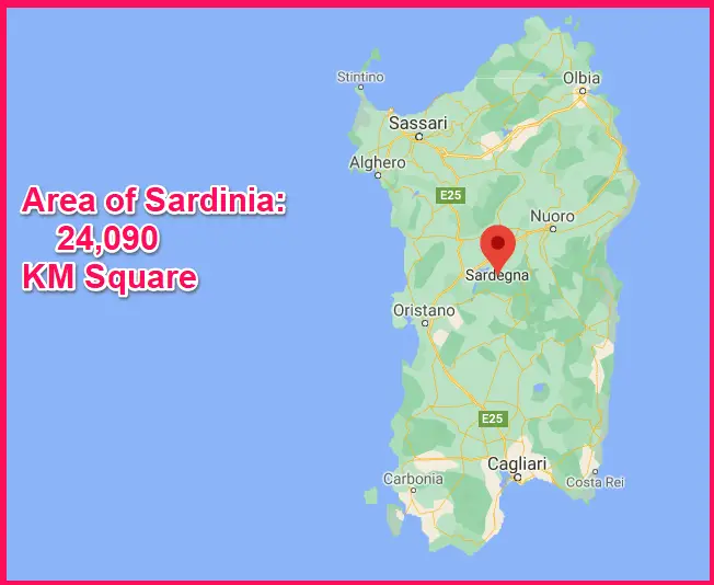 Area of Sardinia compared to Cyprus