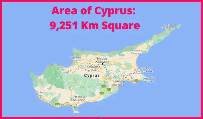 Area of Cyprus Compared to North Macedonia
