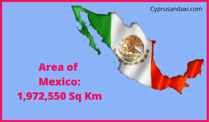 Area of Mexico compared to the area of the United States of America