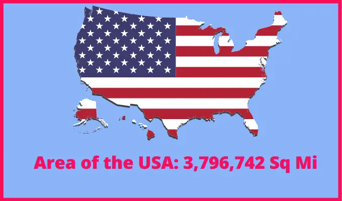 Area of the USA compared to Jamaica