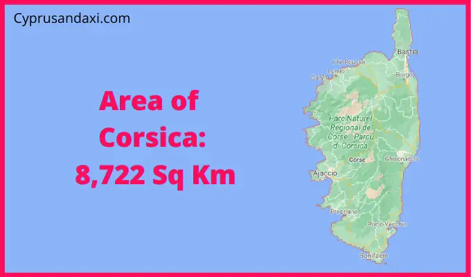 Area of Corsica compared to Sardinia