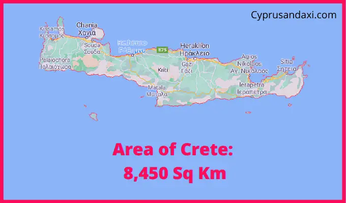 Area of Crete compared to Corfu