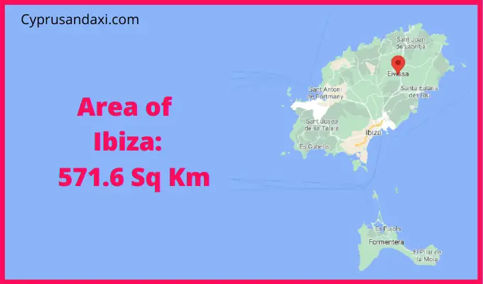 Area of Ibiza compared to Rhodes