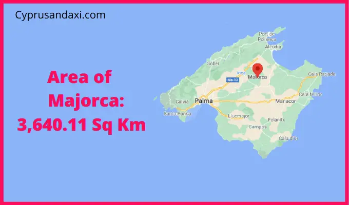 Area of Majorca compared to Rhodes