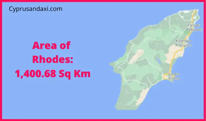 Area of Rhodes compared to Corfu