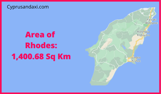 Area of Rhodes compared to Corsica