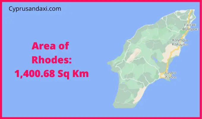 Area of Rhodes compared to Ibiza