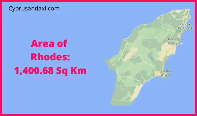 Area of Rhodes compared to Kos