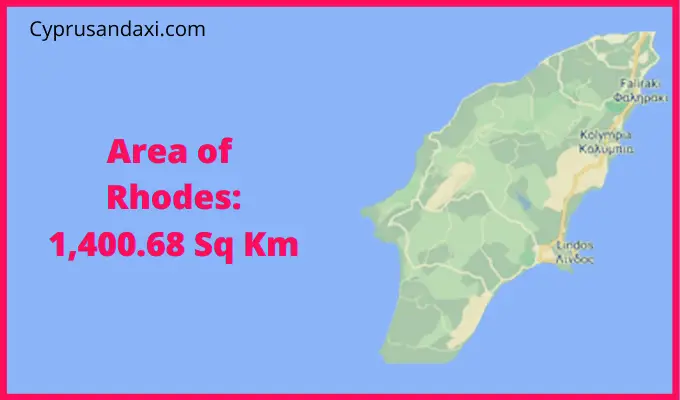 Area of Rhodes compared to Majorca