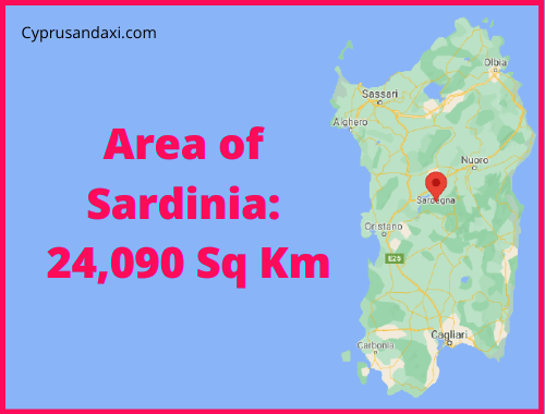 Area of Sardinia compared to Corsica