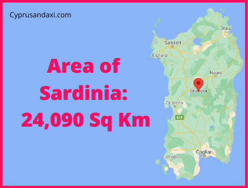 Area of Sardinia compared to Crete