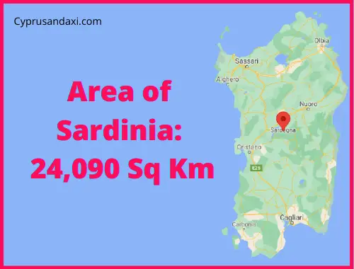 Area of Sardinia compared to Dublin
