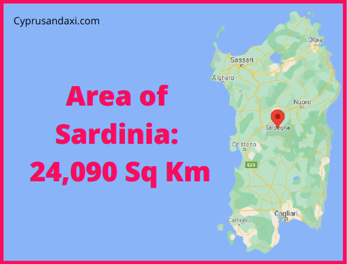 Area of Sardinia compared to Malta
