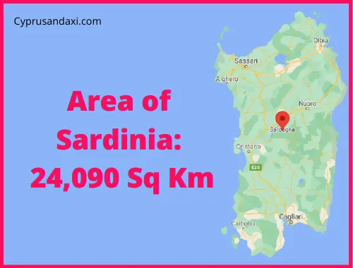 Area of Sardinia compared to Sicily