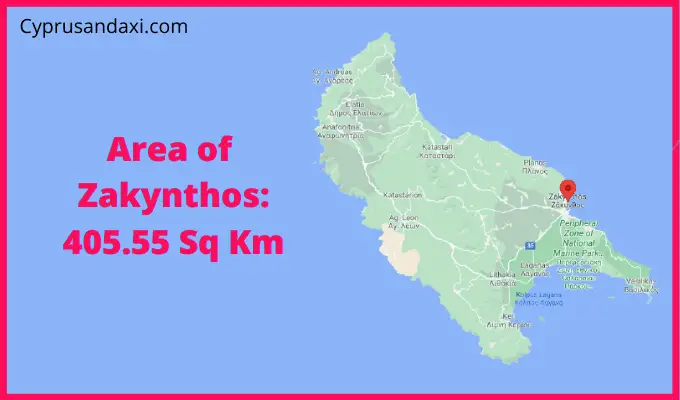 Area of Zante or Zakynthos compared to Corfu