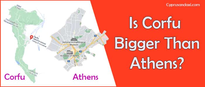 Is Corfu bigger than Athens