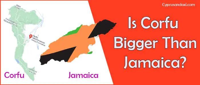 Is Corfu bigger than Jamaica
