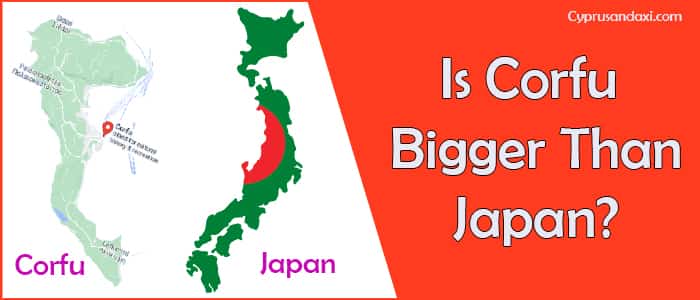 Is Corfu bigger than Japan