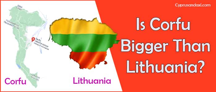 Is Corfu bigger than Lithuania