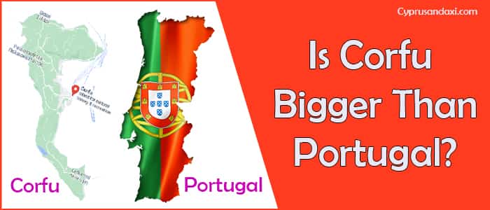 Is Corfu bigger than Portugal
