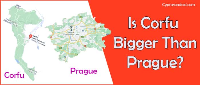 Is Corfu bigger than Prague