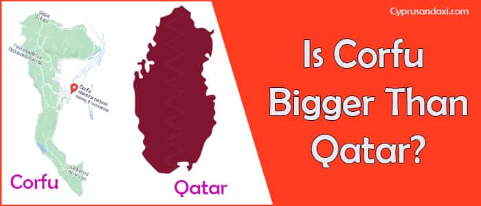 Is Corfu bigger than Qatar
