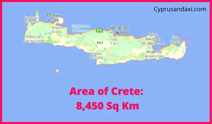 Area of Crete compared to Jakarta