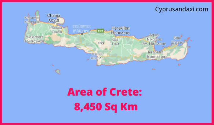 Area of Crete compared to Kos