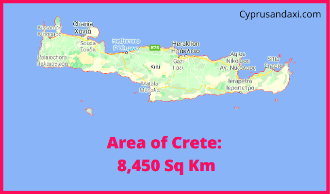 Area of Crete compared to Majorca