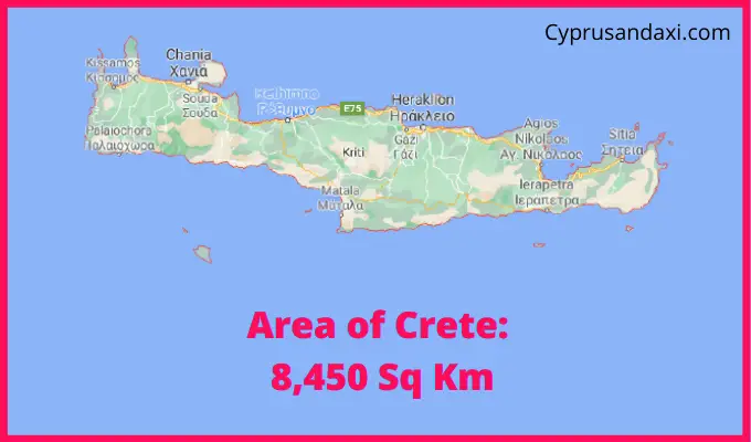 Area of Crete compared to Sicily