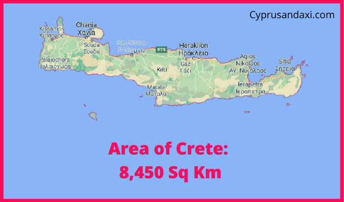 Area of Crete compared to Zanzibar