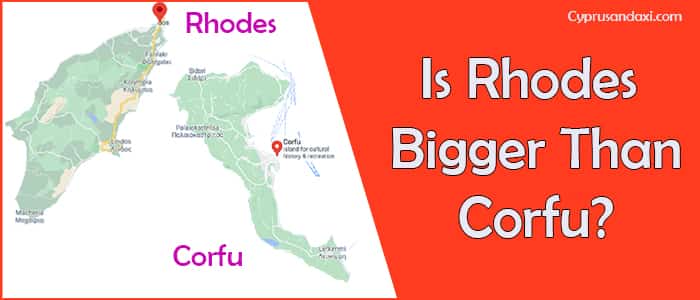 Is Rhodes bigger than Corfu