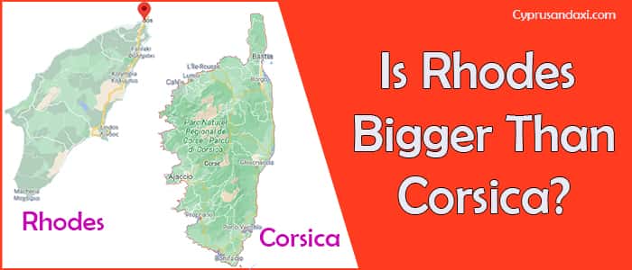 Is Rhodes bigger than Corsica
