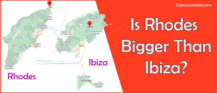 Is Rhodes bigger than Ibiza
