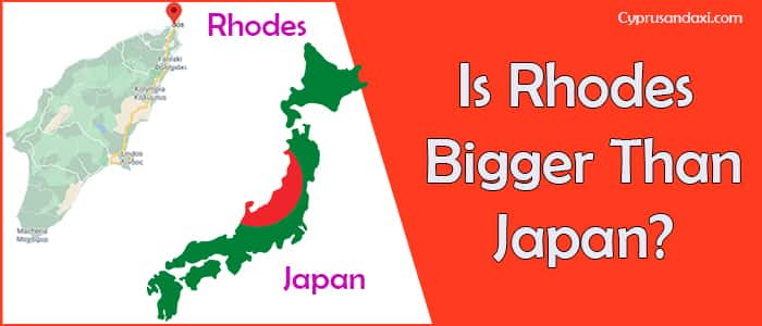 Is Rhodes bigger than Japan