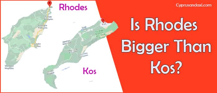Is Rhodes bigger than the Kos of Greece