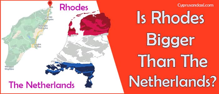 Is Rhodes bigger than the Netherlands