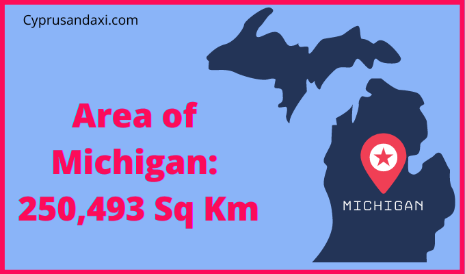 Area of Michigan compared to the UK