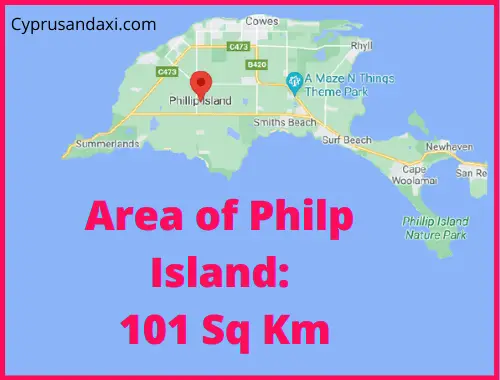Area of Philip Island compared to Malta