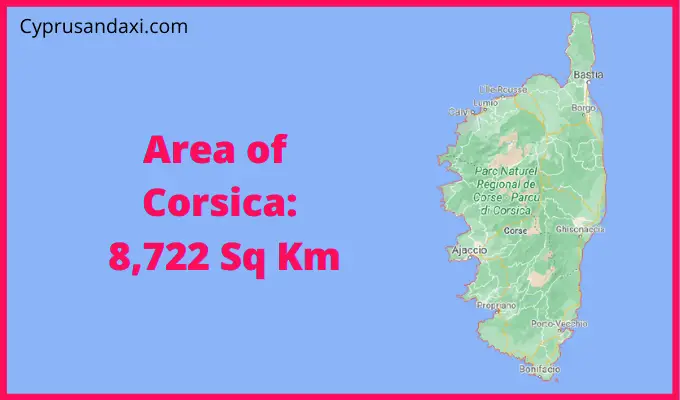 Area of Corsica compared to Austria