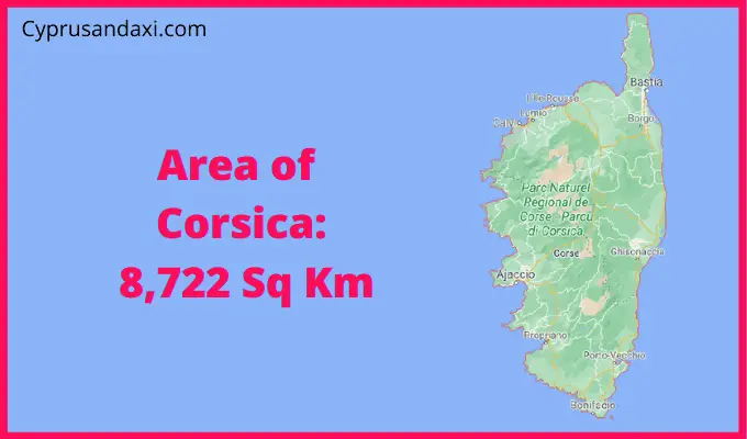 Area of Corsica compared to Belgium