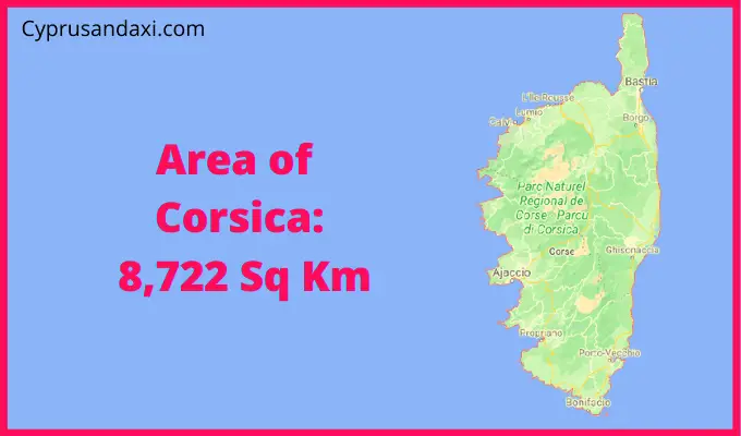 Area of Corsica compared to Denmark