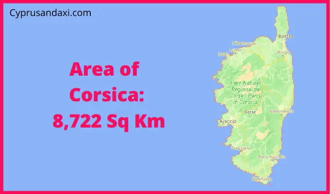 Area of Corsica compared to Hawaii